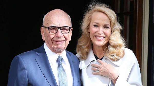 Rupert Murdoch and Jerry Hall at their London wedding in 2016.