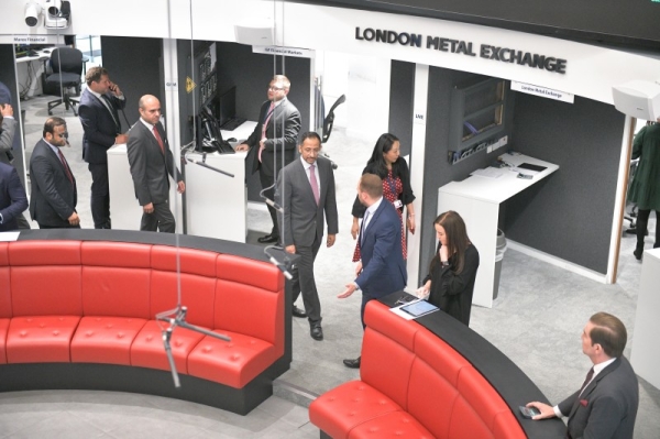 Minister of Industry and Mineral Resources Bandar Al-Khorayef visits the London Metal Exchange together with industry and mining leaders.