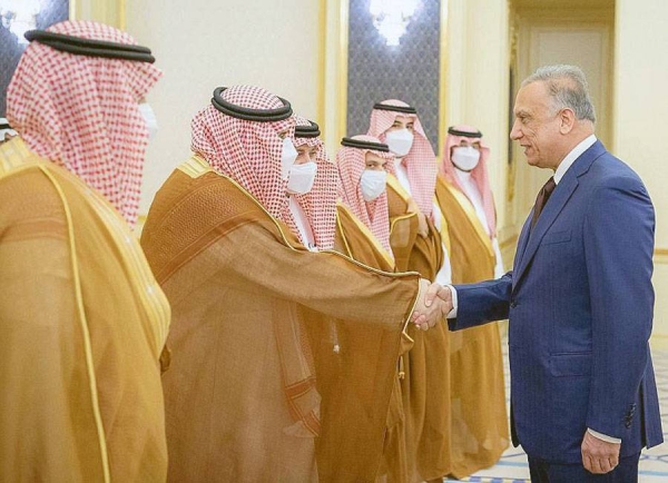 Crown Prince Mohammed Bin Salman bin Abdulaziz, Crown Prince, Deputy Prime Minister and Minister of Defense received Saturday at the Royal Court at Al-Salam palace the Iraqi Prime Minister Mustafa Al-Kadhimi.