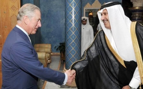 Prince Charles, the Prince of Wales, and former Qatari prime minister Sheikh Hamad Bin Jassim seen in this file photo.
