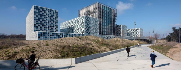 The headquarters of the International Criminal Court in The Hague, The Netherlands.