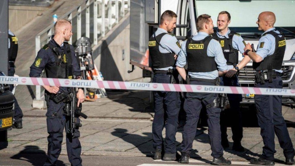 A large police presence remains around the shopping mall.