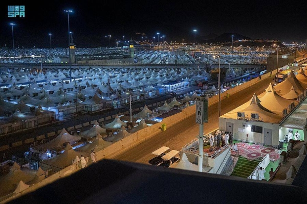 Hundreds of thousands of Hajj pilgrims from all over the world started moving into the tent city of Mina early on Wednesday night after performing the Tawaf Al-Qudum (Tawaf of Arrival) around the Holy Kaaba at the Grand Mosque in Makkah.
