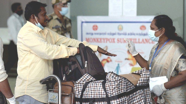 People traveling from other countries are being screened at the Chennai airport for the symptoms of monkeypox.