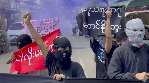 People protested in Yangon after the executions were announced.