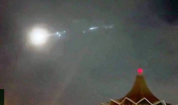 A video capture from social media thought to be space debris from a Chinese rocket.
