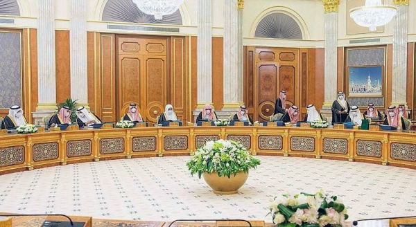 Custodian of the Two Holy Mosques King Salman chairs the Cabinet session at Al-Salam Palace on Tuesday afternoon.