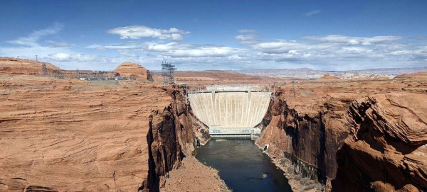 Lake Powell was created in 1964 by the construction of Glen Canyon Dam in Arizona, United States.