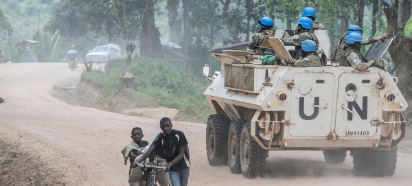 Peacekeepers patrol Butembo in North Kivu in the Democratic Republic of the Congo (file photo)