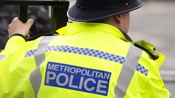 A Metropolitan police officer on patrol in London