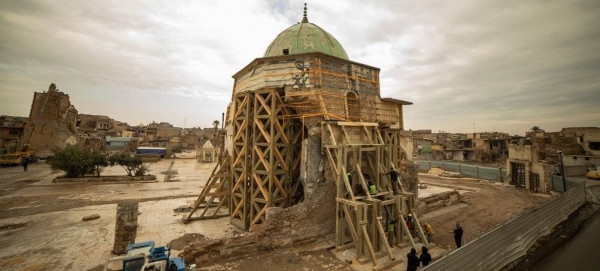 The Al-Nouri mosque in the Iraqi city of Mosul was severely damaged in a blast in 2017 during the occupation by IS.