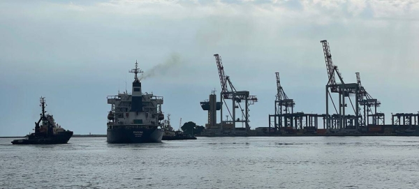 The MV Razoni sails from the port of Odesa following the authorization of the Joint Coordination Center (JCC), established under the Black Sea Grain Initiative.