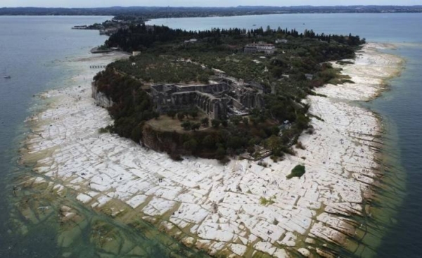 Italy’s Lake Garda shrinks to near-historic low amid drought