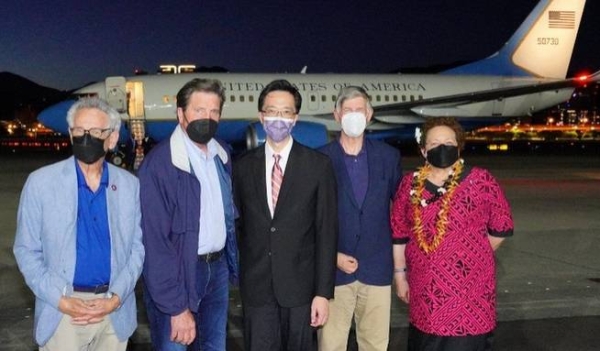 Taiwan's foreign ministry tweeted an image of members of the group being greeted at a Taipei airport.