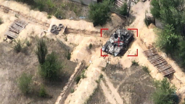 The drone pilots locate a Russian target and send its co-ordinates to the artillery unit.