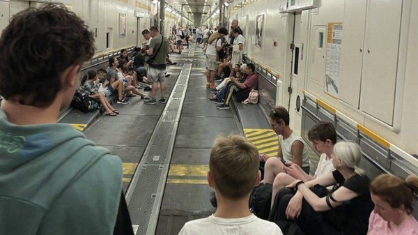 One evacuated passenger shared a photo from inside the cargo train they were picked up by.