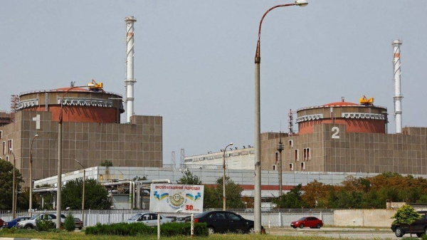 The Russian-occupied Zaporizhzhia nuclear power plant pictured on Monday.