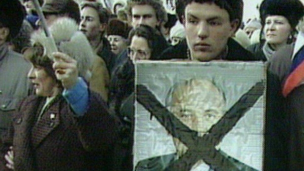 Protests in 1991. The coup that year signalled the end of Gorbachev's time in power.