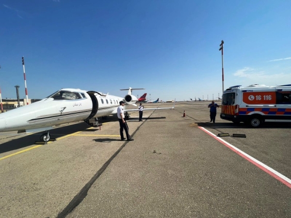 The child was evacuated from the Georgian capital, Tbilisi, by a medevac plane.