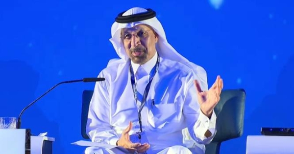 Al-Falih addresses the first session titled “The Impact of Local Content on the National Economy” at the Local Content Forum here on Monday.