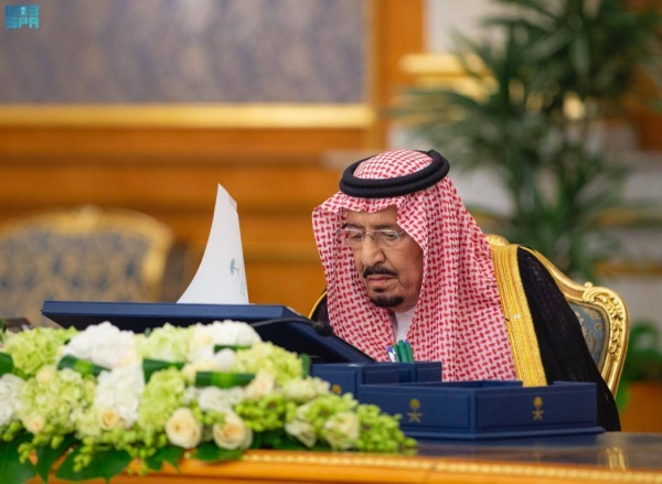 Custodian of the Two Holy Mosques King Salman chairs the Cabinet session at Al-Salam Palace in Jeddah on Tuesday afternoon.