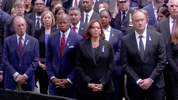 Firefighters at the commemoration ceremony of the Sept. 11, 2001 terror attacks.