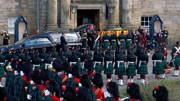 King Charles III and the royals accompanied his late mother Queen Elizabeth II's coffin in a procession through the Scottish capital on Monday.
