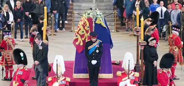 The Queen’s grandchildren take part in the historic vigil.