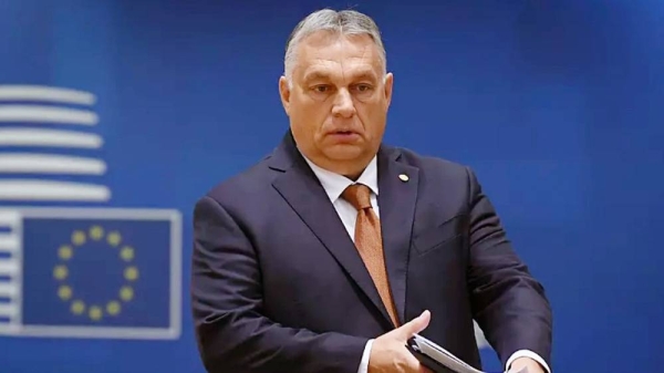 Hungary’s Prime Minister Viktor Orban arrives to a round table meeting at an EU summit in Brussels, in this October 2021 file photo.