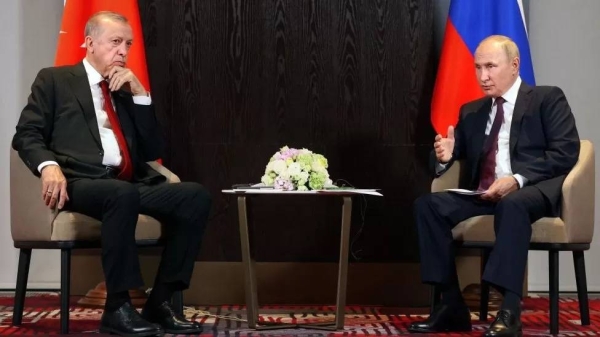 President Erdogan, pictured with President Putin on Saturday, has tried to steer a middle path as an ally of both Russia and Ukraine