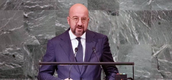 Charles Michel, President of the European Council of the European Union, addresses the general debate of the General Assembly’s seventy-seventh session. — courtesy UN Photo/Cia Pak