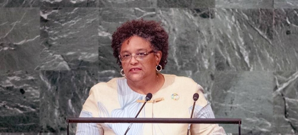 Prime Minister Mia Amor Mottley of Barbados addresses the general debate of the General Assembly’s seventy-seventh session. — courtesy UN Photo/Cia Pak