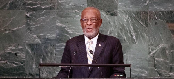 
Jean Victor Geneus, Minister for Foreign Affairs and Worship of the Republic of Haïti, addresses the general debate of the General Assembly’s seventy-seventh session. — courtesy UN Photo/Ariana Lindquist