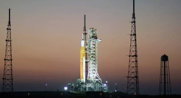 

NASA's Artemis 1 Space Launch System moon rocket stands atop Launch Pad 39B at the Kennedy Space Center in Cape Canaveral, Florida, in this April file photo. — courtesy NASA