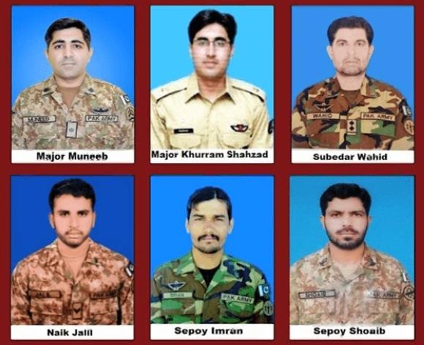 The six soldiers who died in the crash.