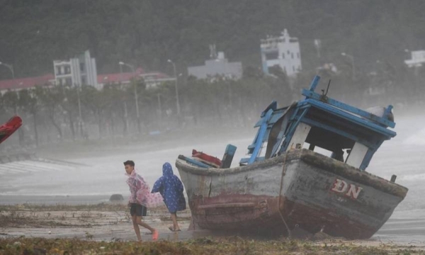 Typhoon Noru brings heavy rain and strong winds as it hits Da Nang, Vietnam on September 28, 2022.