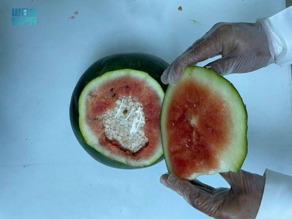 Five persons, including two Saudis and three Syrians, were arrested with a huge cache of narcotic pills in Riyadh. They were trying to smuggle in a total of 765,000 amphetamine tablets that were hidden inside the shipment of watermelons.