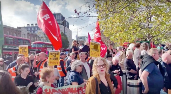 Britons protest against the new PM Liz Truss and Tories policies.