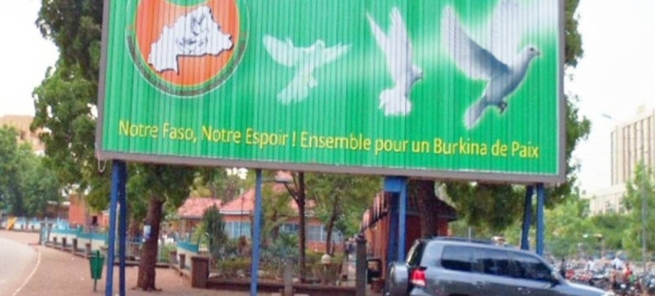 Billboard promoting peace in Ouagadougou, capital of Burkina Faso. — courtesy IRIN/Chris Simpson