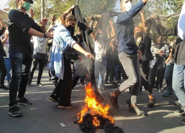 Protests in Tehran on Saturday.