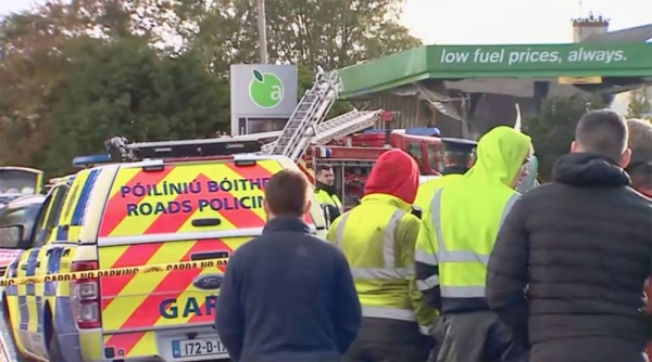 Emergency services work at the scene of an explosion at Applegreen service station in the village of Creeslough in Co Donegal, Ireland, Saturday. — courtesy photo