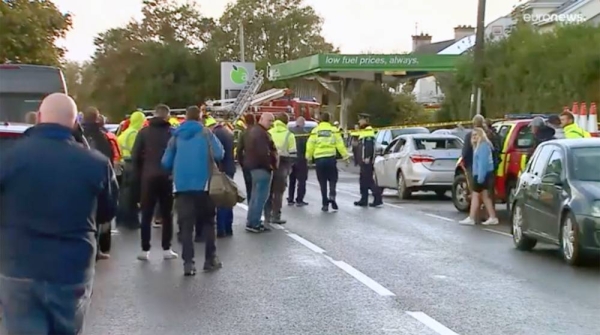 Emergency services work at the scene of an explosion at Applegreen service station in the village of Creeslough in Co Donegal, Ireland, Saturday. — courtesy photo