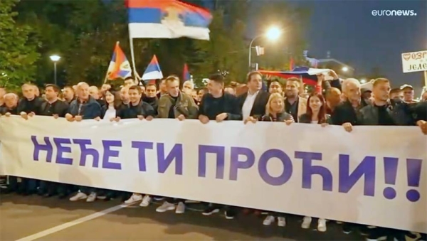 Thousands protesting for recount of votes in Bosnian general election in Banja Luka. — courtesy photo