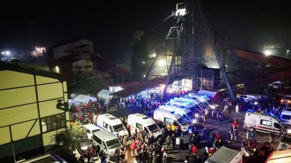 Emergency crews and rescue operators gather after a blast in a coal mine in the town of Amasra. — courtesy Omer Urer/Anadolu Agency/Getty Images