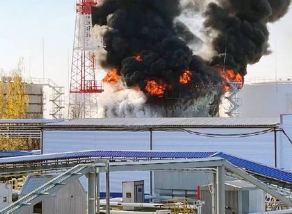 Oil depot fire near Belgorod. — courtesy photo from Governor Gladkov (Telegram)