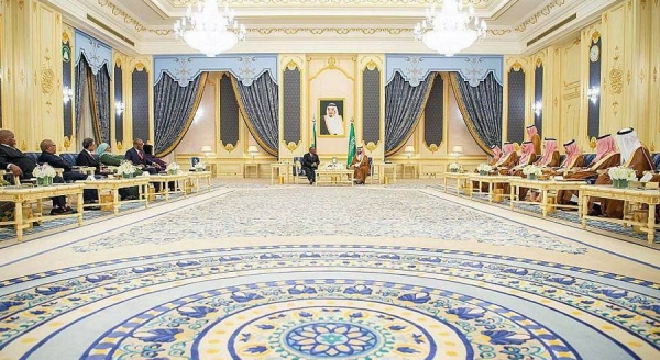 Crown Prince Mohammed Bin Salman, prime minister, received at the Royal Court at Al-Salam Palace in Jeddah, South African President Cyril Ramaphosa. An official reception ceremony was held for the South African president.
