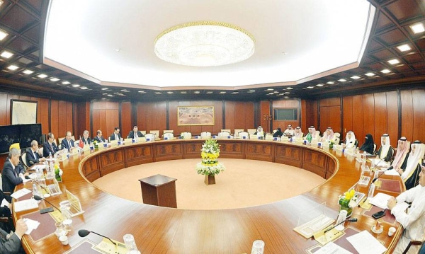Shoura Council Speaker Sheikh Dr. Abdullah Bin Mohammed Bin Ibrahim Al-Sheikh, at the council's headquarters in Riyadh Tuesday, received a delegation from the Turkish-Saudi Parliamentary Friendship Committee at the Grand National Assembly of Türkiye, chaired by MP Khalil Ozcan.