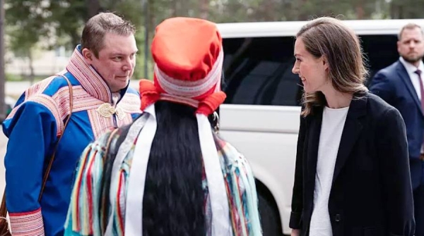 Finnish PM Sanna Marin meets Sámi Parliament leaders in Inari, 17 June 2022. — courtesy Kevin J. Francett / Sámediggi