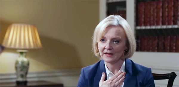 Fromer British Prime Minister Liz Truss seen during a recent interview in this photo.
