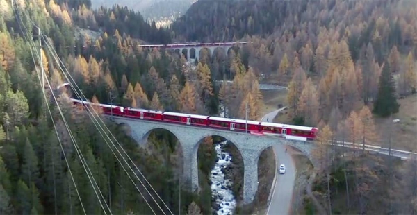 The CEO of Rhaetian Railway says he hopes the scenic route will help boast tourism to Switzerland. — courtesy Gian Ehrenzeller/Keystone /Gian Ehrenzeller